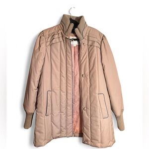 Mulberry Street Elegant Beige Quilted Puffer Coat
